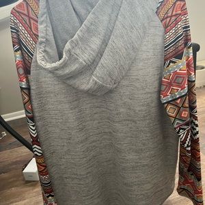 Grey button up Sweatshirt with unique Tribal print design